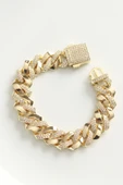 Vip Seri Pirinç Zirkon Taşlı Gold Renk Gurmet Bileklik - TJ-BB6051 - 1