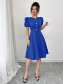 Lucky Life Kadın Kısa Kollu Bisiklet Yaka önden Düğmeli Ithal Krep Elbise thumbnail 5