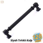 Grip Desenli Mat Siyah Metal Kulp 128 mm Mobilya Çekmece Mutfak Dolabı Dolap Modern Kapak Kulpları thumbnail 1