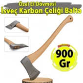 900 Gram 65 Cm El Yapımı İthal İsveç Karbon Çelik Yarma Odun Kesme Balta Ergonomik Sap Kamp Bahçe Av - 1