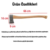 900 Gram 65 Cm El Yapımı İthal İsveç Karbon Çelik Yarma Odun Kesme Balta Ergonomik Sap Kamp Bahçe Av - 2