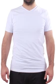 Twister Jeans 2302 Beyaz Günlük Pamuklu Basıc V Yaka Erkek Tişört - 2