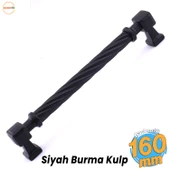Burma Mat Siyah Metal Kulp 160 mm 16 cm Mobilya Çekmece Mutfak Dolabı Dolap Modern Kapak Kulpları - 1