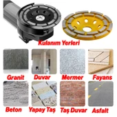 Çanak Disk Beton Mermer Granit Taşlama Elmas Yüzey Silme Temizleme Çift Sıra Segmanlı 115 mm - 3