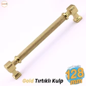 Grip Desenli Gold Altın Metal Kulp 128 mm Mobilya Çekmece Mutfak Dolabı Dolap Modern Kapak Kulpları - 1