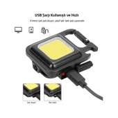 Mıknatıslı Mini Led El Feneri Anahtarlık Tipi Taşınabilir Kamp Lambası Şişe Açacağı 350 Lümen 2 Watt - 3