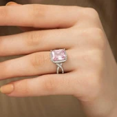 Alsepeteavm Gümüş Pembe Baget Bayan Yüzük - 3