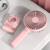 Taşınabilir Mavi Mini Şarj Edilebilir El Fanı 4 Dişli Ayarlanabilir Masa Üstü Telefon Tutucu thumbnail 7