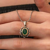 Alsepeteavm Gümüş Yeşil Çiçek Desenli Otantik Kadın Set - 3