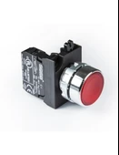 Emas CM100DK CM Serisi Metal 1NO Yaylı Düz Kırmızı 22 mm Buton - 1