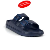 Unisex Lacivert Çift Tokalı Kaymaz Taban Ayarlanabilir Hafif Günlük Plaj Terlik - 2