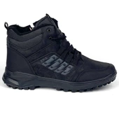 Erkek Siyah Fermuarlı Bağcıklı Outdoor Suya Soğuğa Dayanıklı Rahat İçi Kürklü Trekking Kışlık Bot - 2