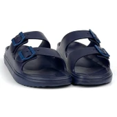Unisex Lacivert Çift Tokalı Kaymaz Taban Ayarlanabilir Hafif Günlük Plaj Terlik - 3