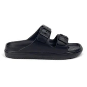 Unisex Siyah Çift Tokalı Kaymaz Taban Ayarlanabilir Hafif Günlük Plaj Terlik thumbnail 1