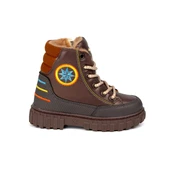 Erkek Çocuk Kahve Turkuaz İçi Kürklü Termo Taban Suya Soğuğa Dayanıklı Günlük Rahat Bot - 3