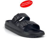 Unisex Siyah Çift Tokalı Kaymaz Taban Ayarlanabilir Hafif Günlük Plaj Terlik thumbnail 2