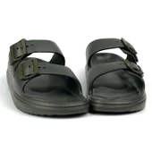 Unisex Haki Çift Tokalı Kaymaz Taban Ayarlanabilir Hafif Günlük Plaj Terlik thumbnail 3