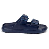 Unisex Lacivert Çift Tokalı Kaymaz Taban Ayarlanabilir Hafif Günlük Plaj Terlik - 1