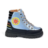 Kız Çocuk Mavi Siyah İçi Kürklü Termo Taban Suya Soğuğa Dayanıklı Günlük Rahat Bot - 3