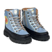 Kız Çocuk Mavi Siyah İçi Kürklü Termo Taban Suya Soğuğa Dayanıklı Günlük Rahat Bot - 1