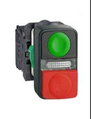 Schneider XB5AW73731B5 22 mm Yeşil/Kırmızı İkili Çıkık Işıklı Buton 24V - 1