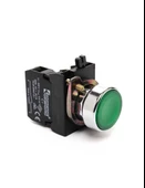 Emas CM100DY CM Serisi Metal 1NO Yaylı Düz Yeşil 22 mm Buton - 1