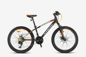 KRON XC 75 24 JANT ÇOCUK BİSİKLETİ MAT SİYAH GRİ NEON TURUNCU - 1
