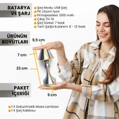 UpWay Sarjlı Ayarlanabilir Işıklı 3 Modlu Retro Silver Metal Dokunmatik Fonksiyonel Masa Lambası - 7