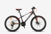 KRON XC 75 24 JANT ÇOCUK BİSİKLETİ MAT SİYAH GRİ KIRMIZI - 1