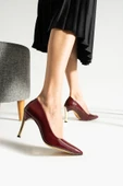 Bordo Rugan Stiletto Konforlu Günlük Ve Özel Gün Kadın Topuklu Ayakkabı - 3
