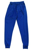 Parlak Kadife Cepli Pantolon Eşofman Pijama Altı Büyük Beden Unisex Lastikli Paça Mavi - 1