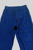 Parlak Kadife Cepli Pantolon Eşofman Pijama Altı Unisex Lastikli Paça Lacivert - 2