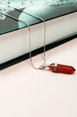 Akik Doğal Taşı Zincirli El Yapımı Tasarımlı Kolye Uç: 3,5 cm Zincir: 20 cm Kutulu - 4