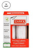 Tanex Fiyat Etiketi Çizgili 12x21 mm Beyaz Motex 24'lü - 1