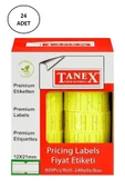 Tanex Makine Fiyat Etiketi 12X21 Mm Çizgili Fosforlu Sarı 24'lü - 1