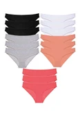 15 adet Süper Eko Set Likralı Kadın Slip Külot Siyah Ten Gri Beyaz Fuşya thumbnail 1
