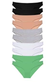 10 adet Süper Eko Set Likralı Kadın Slip Külot Siyah Ten Gri Beyaz Yeşil thumbnail 1