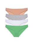 4 adet Süper Eko Set Likralı Kadın Slip Külot Ten Gri Beyaz Yeşil thumbnail 1