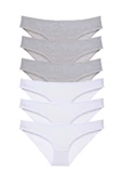 6 adet Süper Eko Set Likralı Kadın Slip Külot Gri Beyaz thumbnail 1