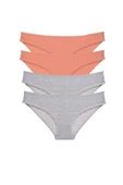 4 adet Süper Eko Set Likralı Kadın Slip Külot Pudra Gri thumbnail 1