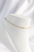 316L Çelik Gold Renk Minimal Topçuk Model Halhal - 1