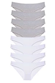 8 adet Süper Eko Set Likralı Kadın Slip Külot Gri Beyaz thumbnail 1