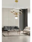 Eylül XL Boy Tek Toplu Gold Sarkıt Led Avize 3 Renk Işık Kumandasız - 1