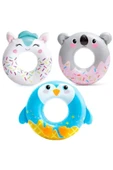 Intex + 8 Yaş Sevimli Hayvanlar Figürlü Çocuk Simit Şişme Havuz ve Deniz Yüzme Simidi M-59266 - 2