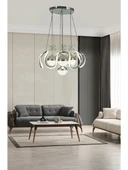 Arya 4 Toplu Krom Sarkıt Led Avize 3 Renk Işık Kumandasız - 1