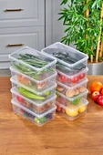 Tilbe Home 20'lİ Buzdolabı Organizer Kendinden Kapaklı Mikrodalga Difrize Uygun 2000ml Dikdörtgen Saklama Kabı - 2