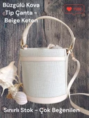 Büzgülü Kova Tip Çanta Bej - 1