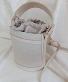 Büzgülü Kova Tip Çanta Bej - 3