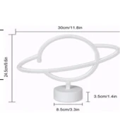 Neon Işıklı Satürn Lamba Pil+Usb - 2
