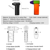 Ozmik Mini X6 Şiddetli Fan Güçlü Elektrikli Fırçasız Turbo Jet Ev Dış Mekan Elektrikli El aletleri - 8